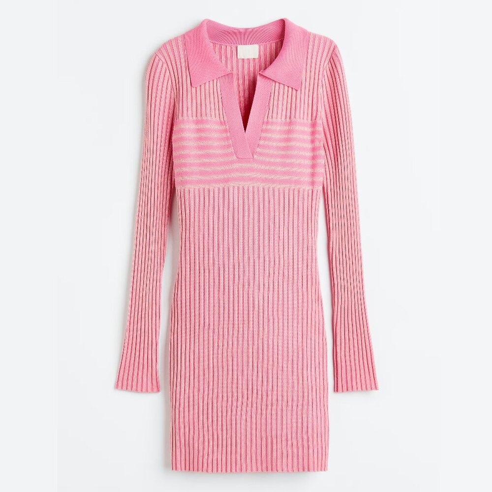 H&M Collared Rib-Knit Dress